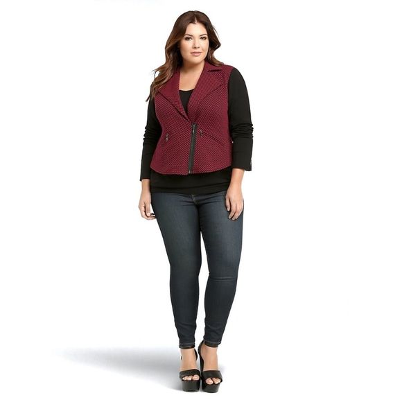 TORRID Moto Red and Black Jacket size 1 - Picture 4 of 7